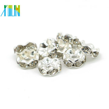 High Quality Silver Rondelle Wavy Spacer Beads IA 0201 Silver Plating Rhinestone Spacer Beads in Bulk